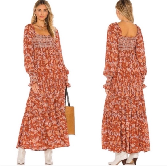 Free People Dresses & Skirts - NWT Tiered Free People Rust Floral Maxi Dress. Size Small